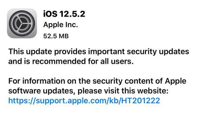 普宁苹果手机维修分享iOS12.5.2发布，建议所有老苹果用户安装 